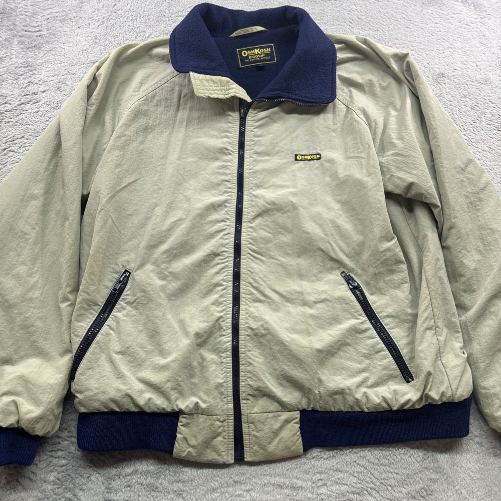 Vintage Oshkosh B'Gosh Men's Windbreaker Jacket Size LT Beige‎ Navy 80's 90's
